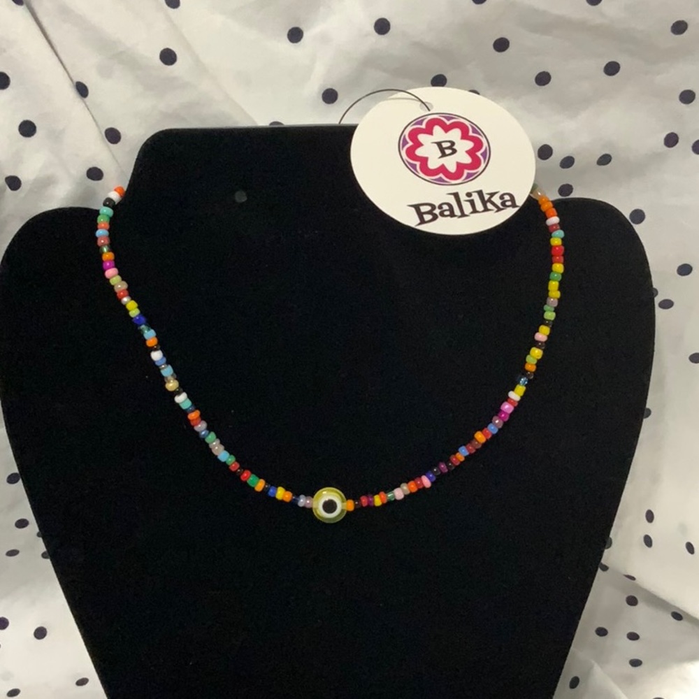 Colorful Turkish evil 🧿 necklace/choker. Acrylic beads rainbow 🌈 seed beads